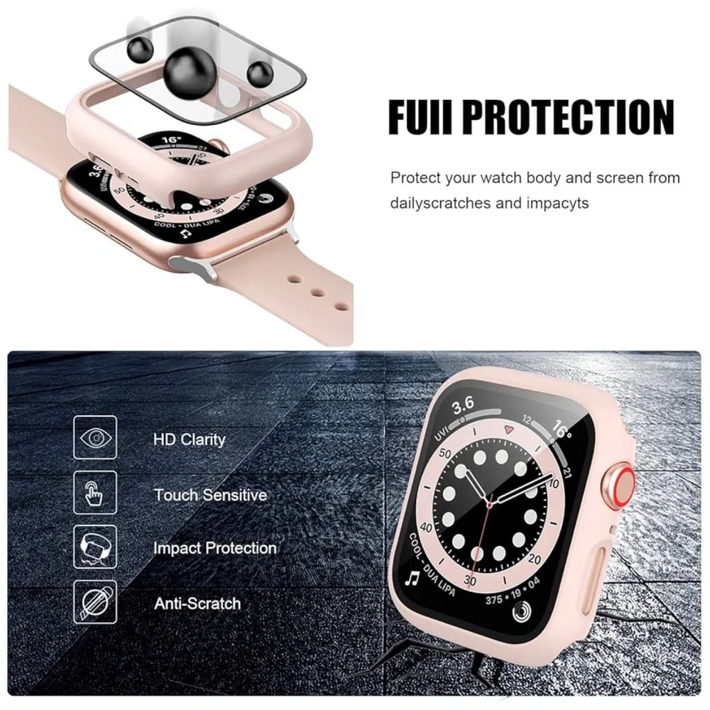 🌸NEW 14 Pack Apple Watch Case with Tempered Glass Screen Protector Series 9/8/7